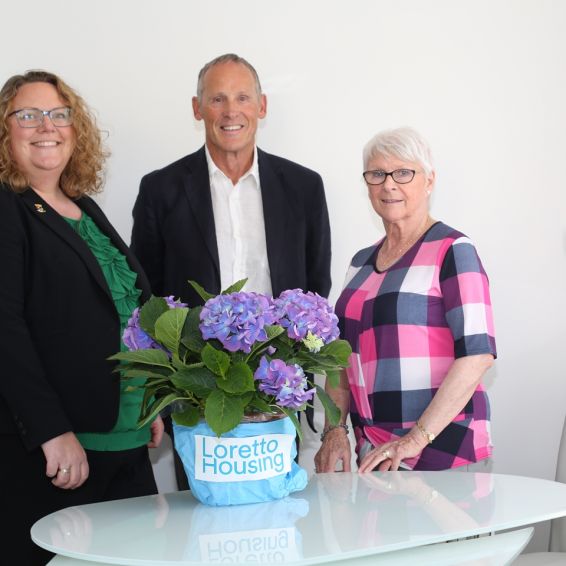 St Patrick’s Court new tenant gets flowers