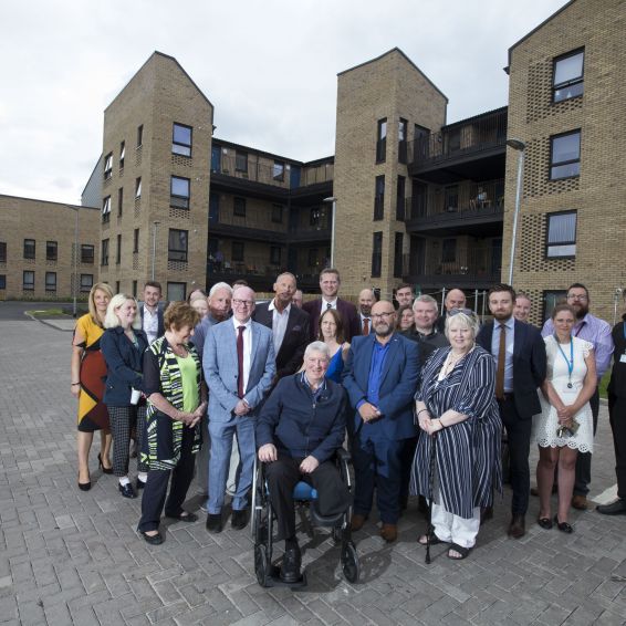 Housing Minister Kevin Stewart MSP visits new Loretto homes in Shawbridge Street, Glasgow