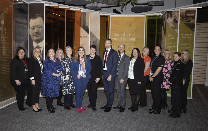 Staff from Wheatley Group and Revive Scotland with Community Safety Minister Elena Whitham